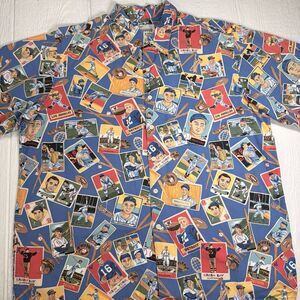 VTG Reyn Spooner American Classics Sports Cards Baseball Football Aloha Shirt XL